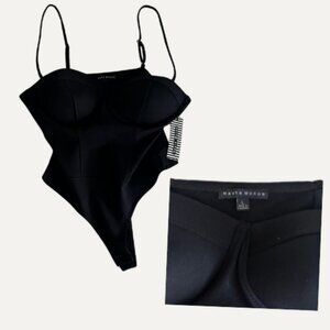 Haute Monde Black Bustier Bodysuit – Size L (NWT)